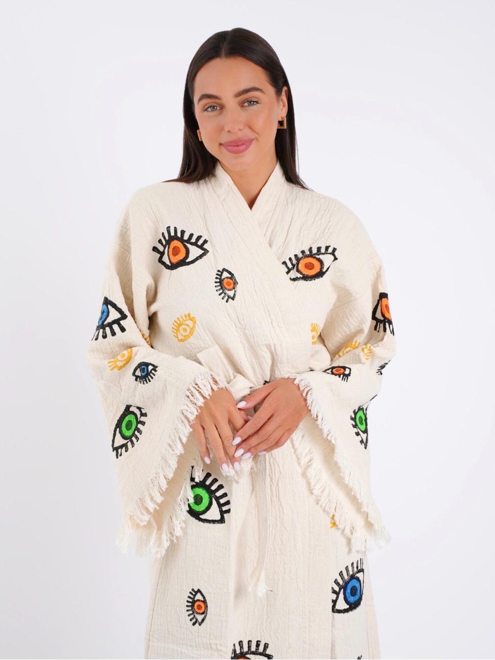 Evil Eye Turkish Cotton Robe | 100% Organic Cotton | Size S/M